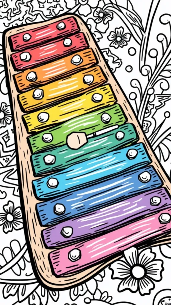 page de couleur xylophone